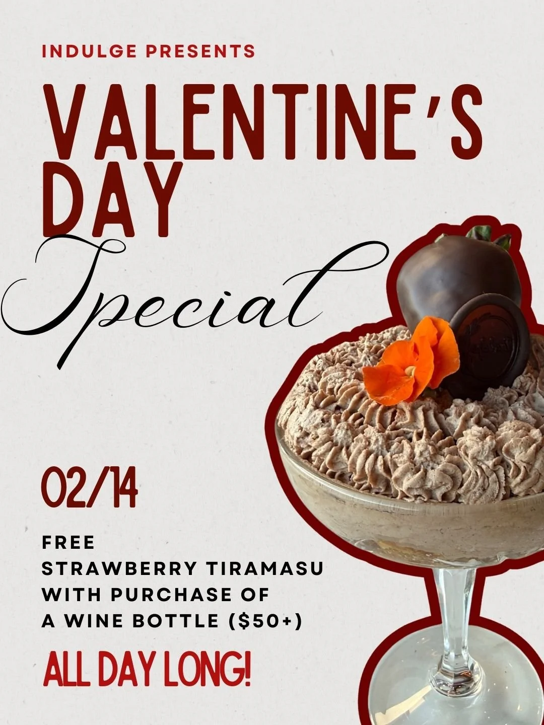 Valentine's Day Specials at Indulge Wine Bar