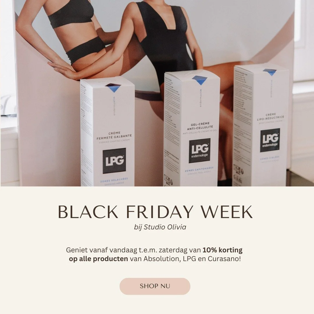 𝗕𝗹𝗮𝗰𝗸 𝗙𝗿𝗶𝗱𝗮𝘆 𝗯𝗶𝗷 𝗦𝘁𝘂𝗱𝗶𝗼 𝗢𝗹𝗶𝘃𝗶𝗮!

Geniet vanaf vandaag t.e.m. zaterdag van maar liefst 10% 𝘬𝘰𝘳𝘵𝘪𝘯𝘨 𝘰𝘱 𝘢𝘭𝘭𝘦 𝘱𝘳𝘰𝘥𝘶𝘤𝘵𝘦𝘯 van Absolution, LPG en Curasano ✨

Is je skin care of tanning routine aan een upgrade 