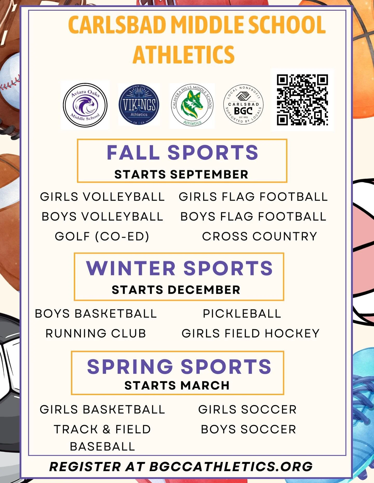 Registration is now up for Fall sport go to our website bgccathletics.org to register!
