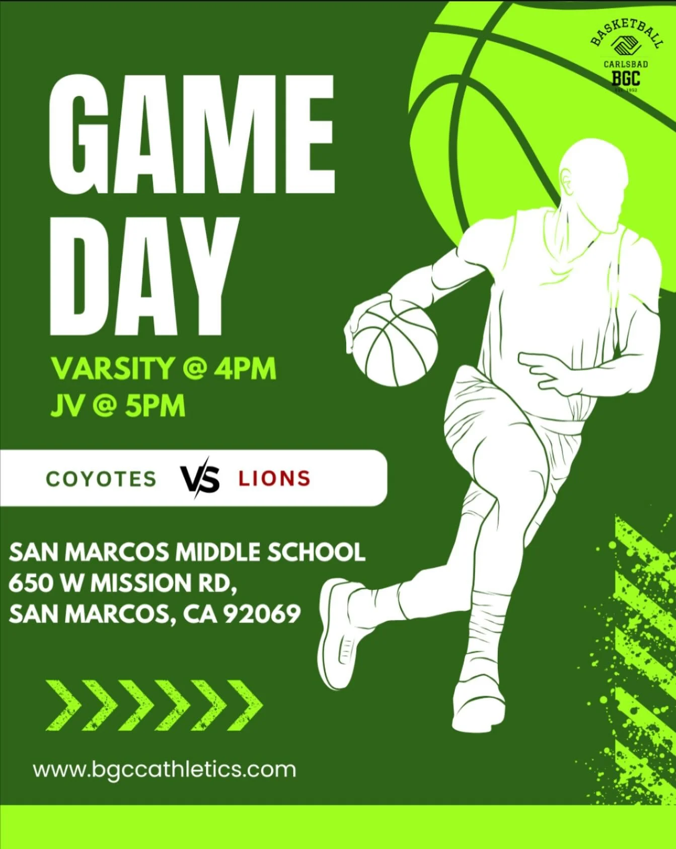 Game day is the best day! Catch us taking on the San Marcos Middle School Lions today at their place! Highlights coming soon