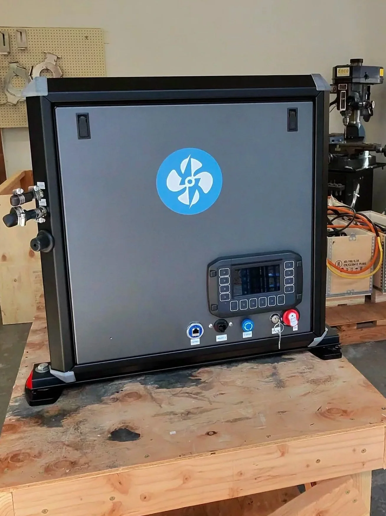 Powerflow Marine 48V DC marine diesel generator control panel with integrated display, built on the Yanmar 3YM30 for the 15kW model