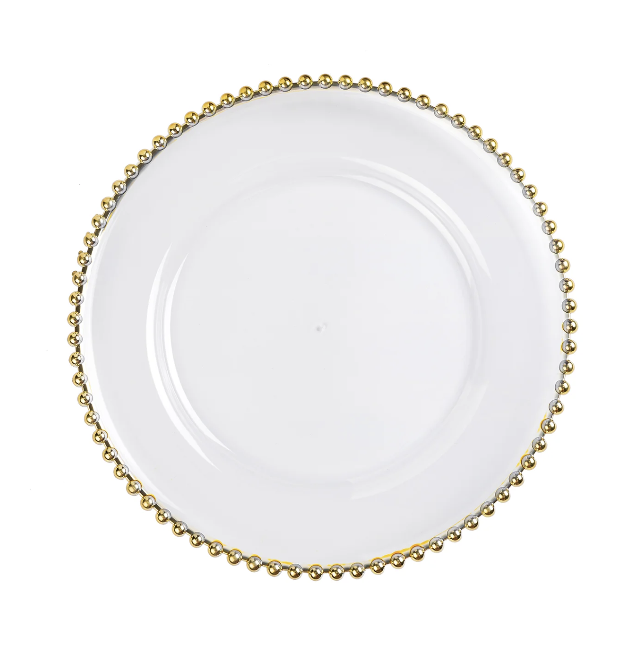 13" Round Gold Beaded Trim Charger Plate