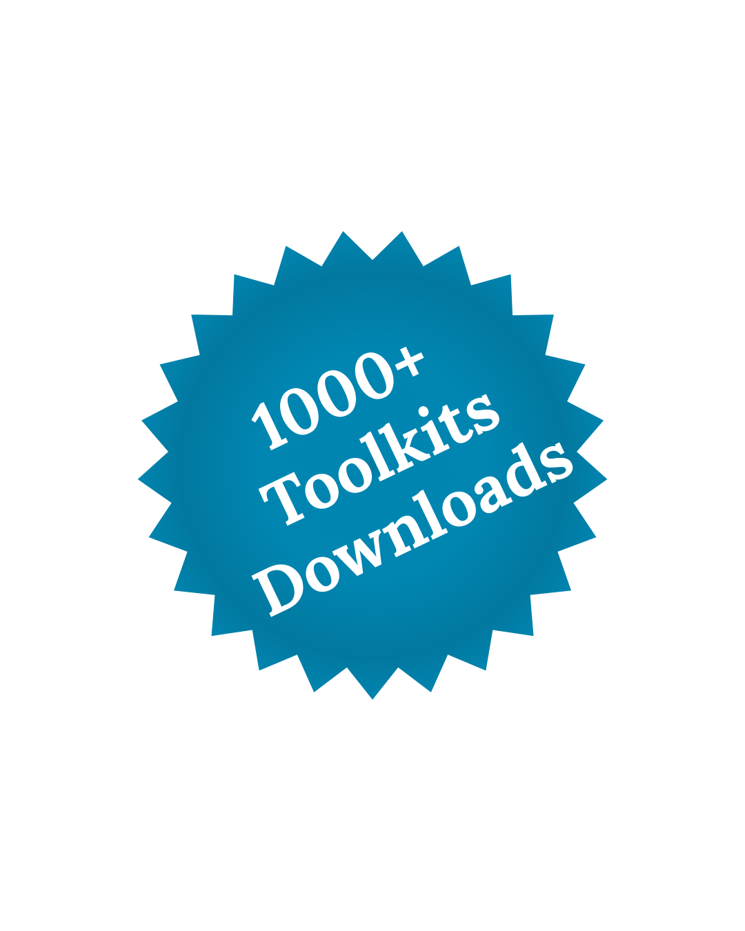 Blue badge with white text reading '1000+ Toolkits Downloads'.