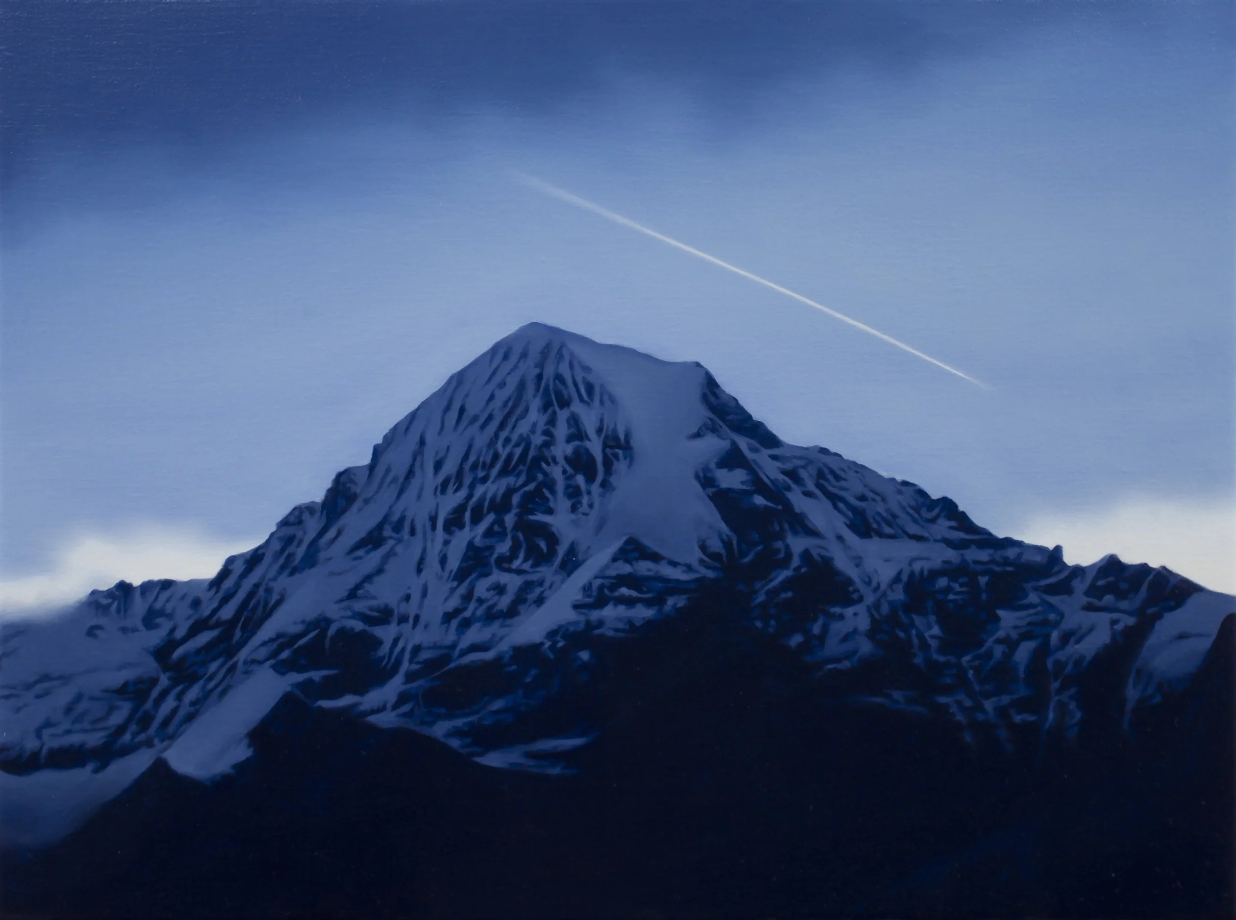 The Mönch with contrail. Oil on linen 30x40cm