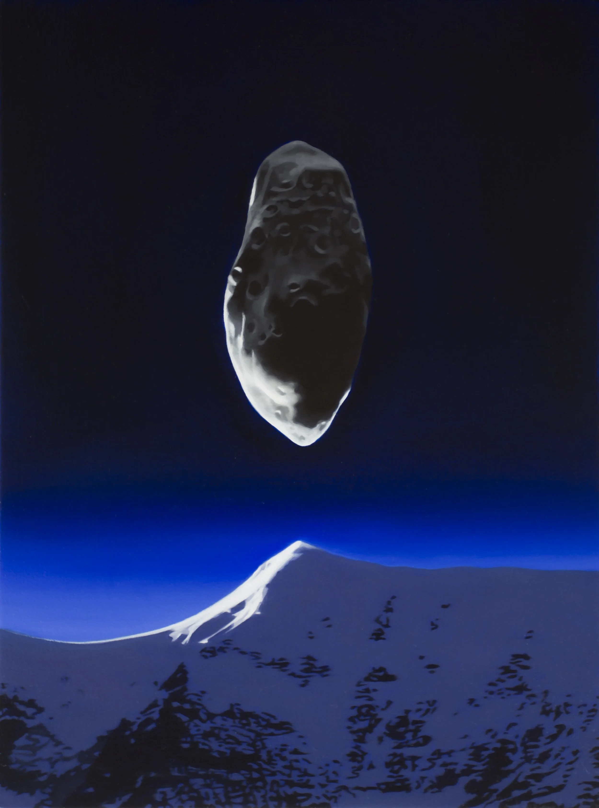 Asteroid and mountain. oil on linen 40x30cm