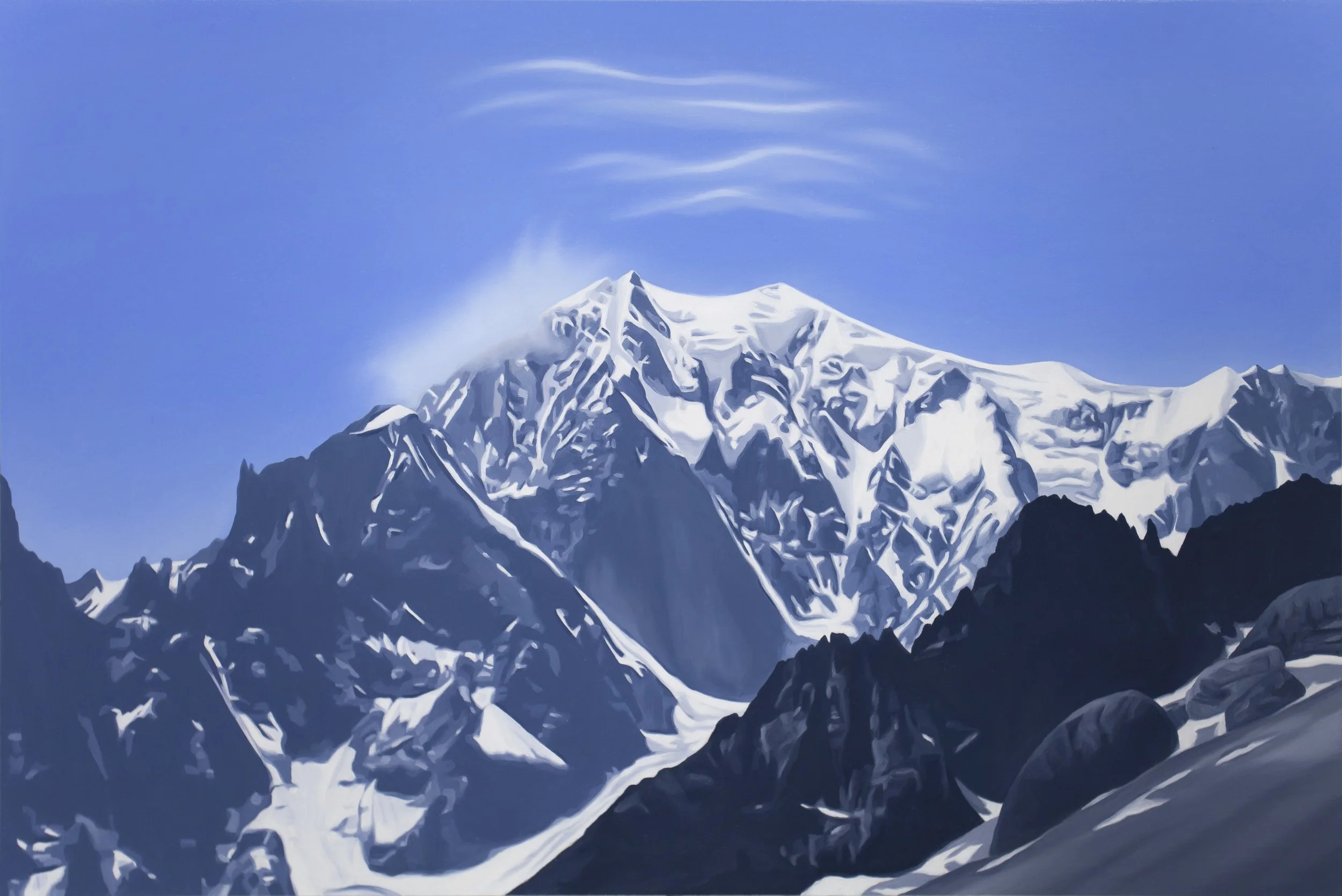 Mont Blanc with lenticular clouds. Oil on panel 30x45cm