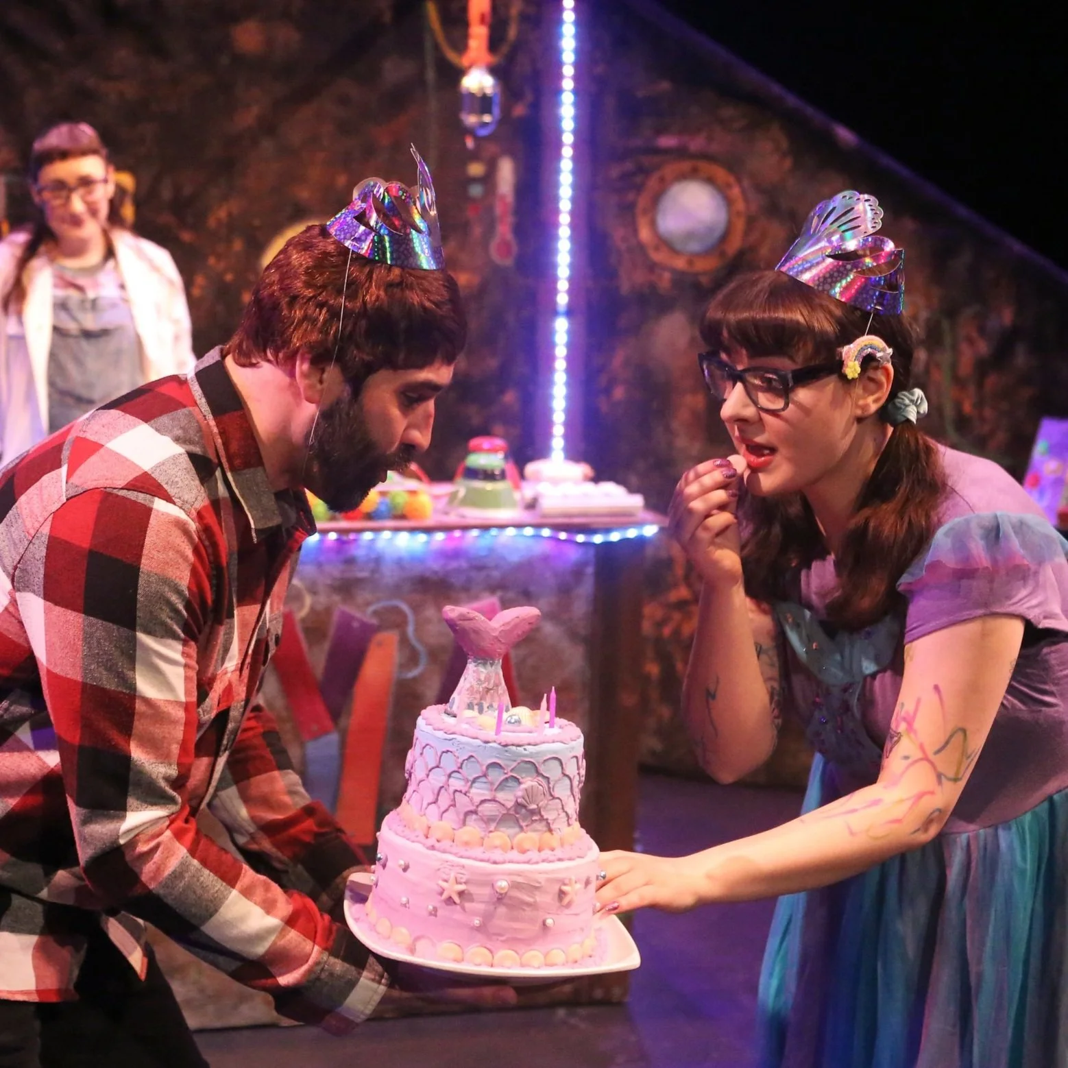 Luna / 25th Street Theatre / April 2025 / Photo by Nicole Stevenson (Johanna Arnott; Ed Mendez; Paige Francoeur)