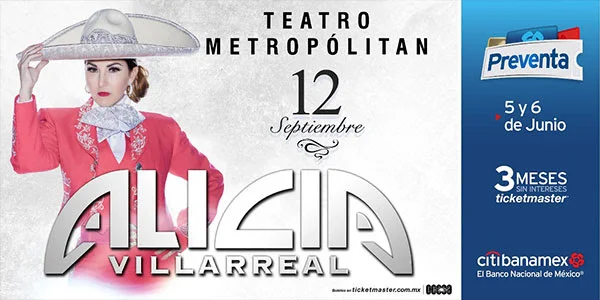 Este martes inicia la preventa del segundo show de Alicia Villarreal en el Teatro Metropólitan: 12 de septiembre