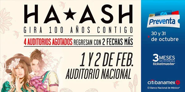 Ha*Ash dio a conocer dos conciertos más en el Auditorio Nacional: 1 y 2 de febrero de 2019