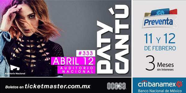 Hoy inicia la preventa para el concierto de Paty Cantú en el Auditorio Nacional el 12 de abril