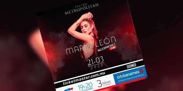 Los boletos para el show de María León en el Teatro Metropólitan el 21 de marzo ya están a la venta