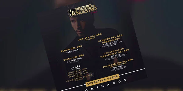 Sebastián Yatra, nominado en 10 categorías del Premio Lo Nuestro