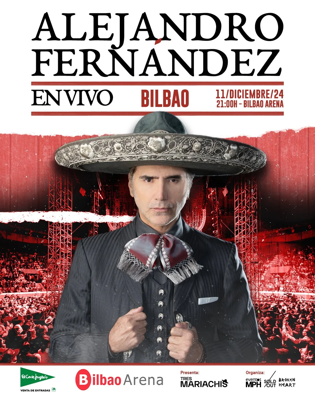 Alejandro Fernández actuará el próximo 11 de diciembre en el Bilbao Arena 