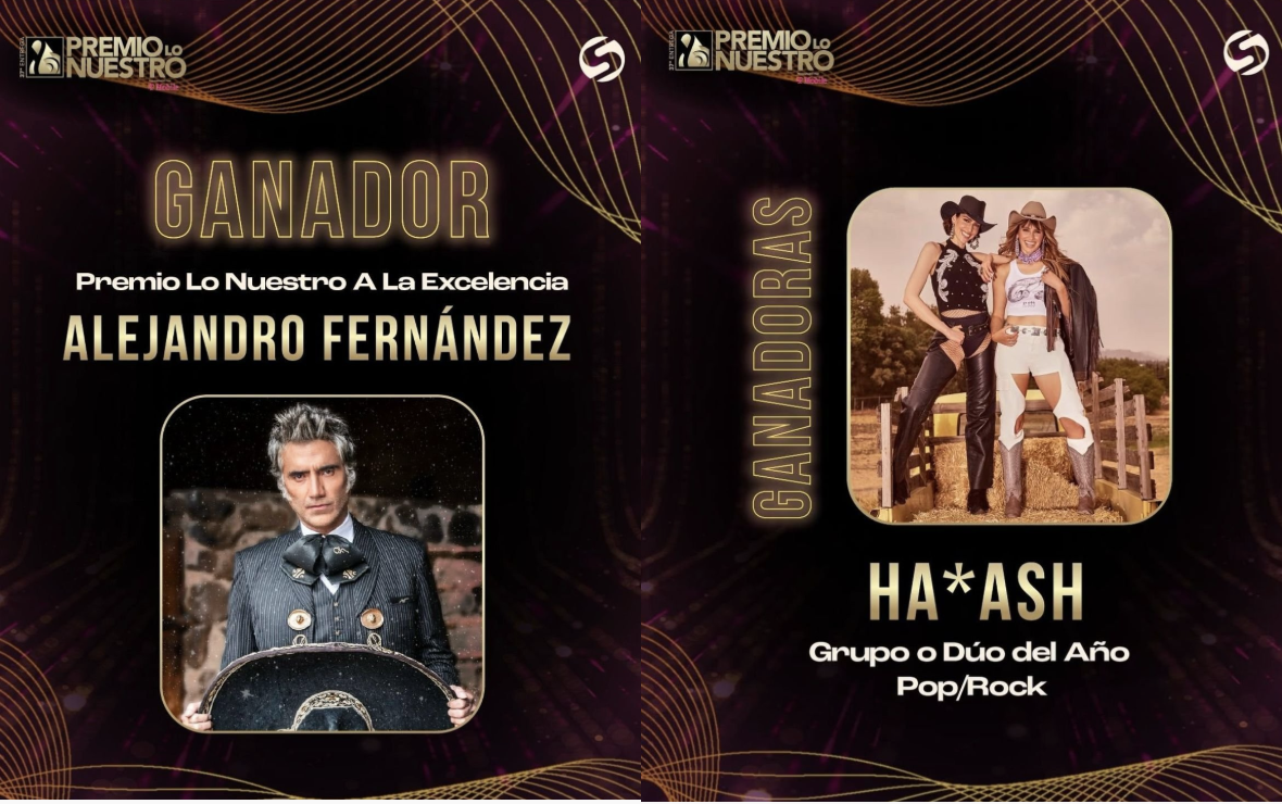 ALEJANDRO FERNÁNDEZ Y HAASH FUERON LOS GRANDES GALARDONADOS EN PREMIOS LO NUESTRO 
