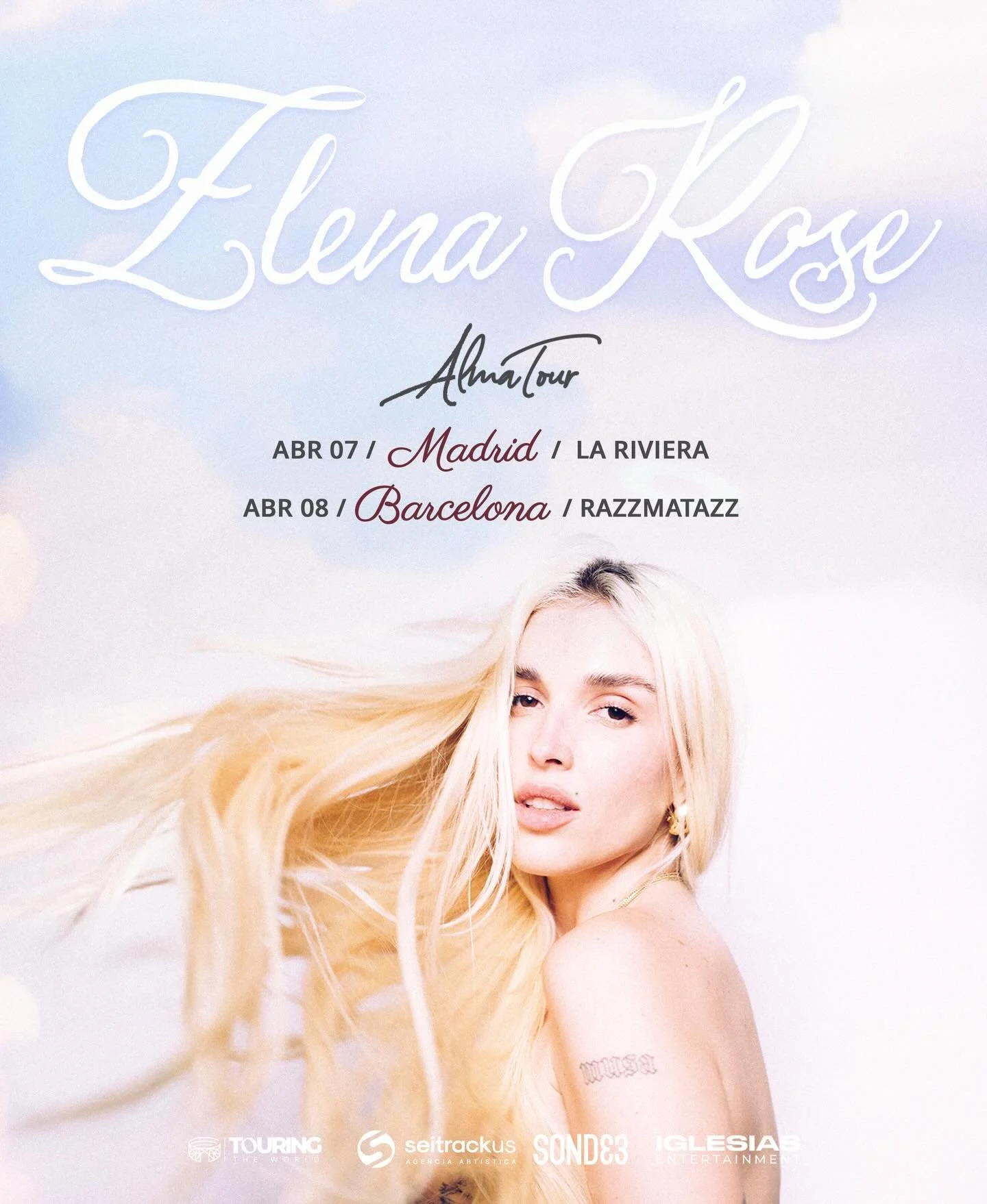 @elenarose regresa a nuestro pa&iacute;s este 2026 con dos primeras fechas muy especiales dentro de su ALMA TOUR✨

📍 Madrid - 7 de abril | La Riviera
📍 Barcelona - 8 de abril | Razzmatazz

&iexcl;Y m&aacute;s paradas por confirmar!