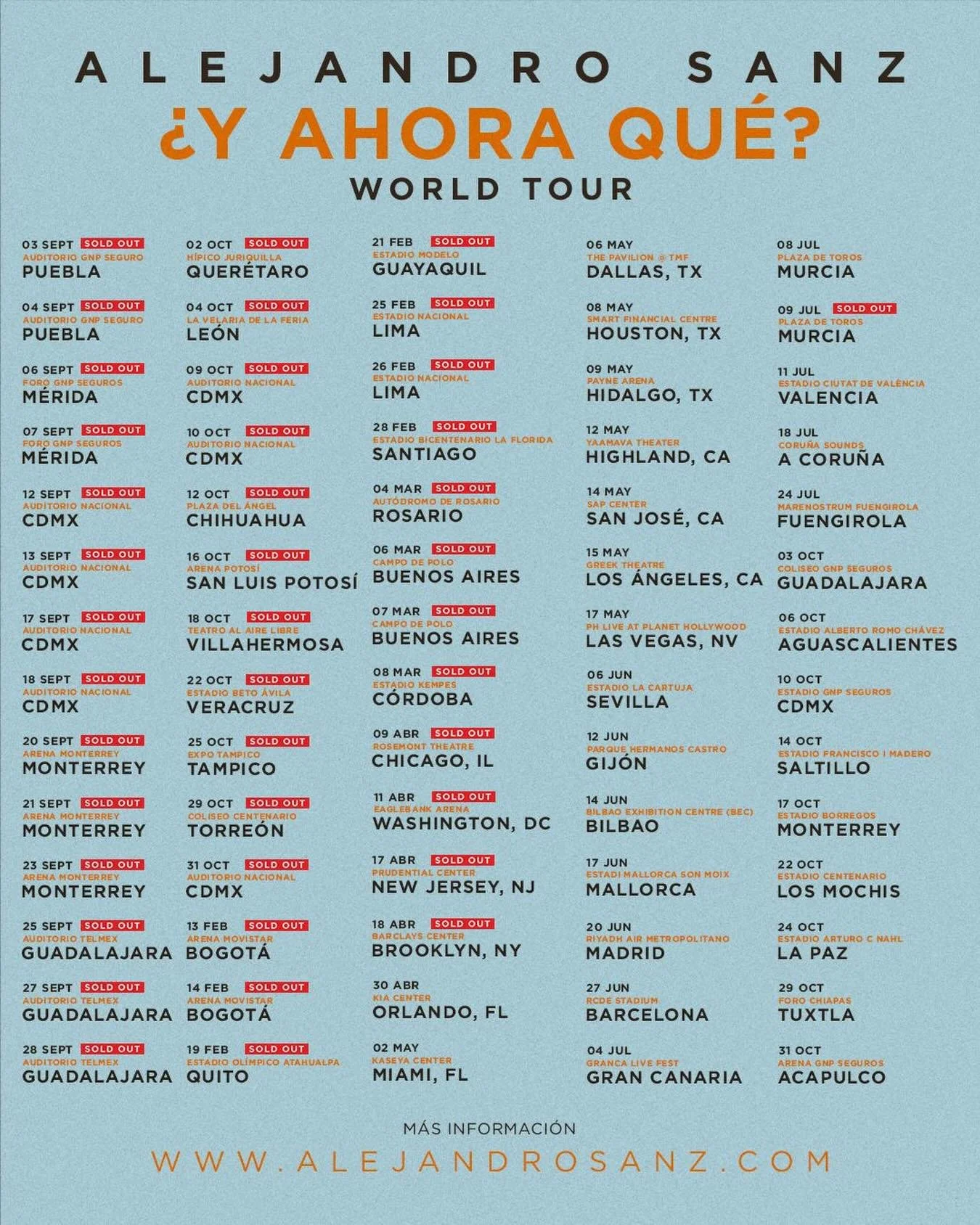 As&iacute; sigue &iquest;Y AHORA QU&Eacute;? + WORLD TOUR de la mano de @alejandrosanz 🔥