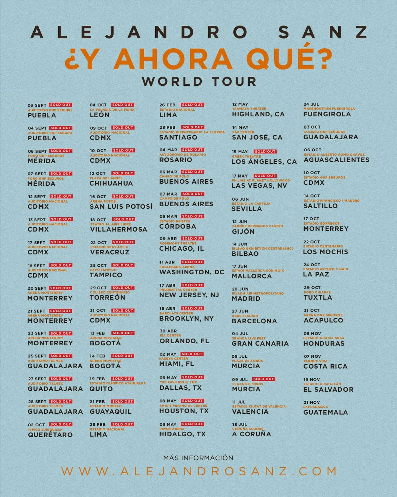 As&iacute; sigue &iquest;Y AHORA QU&Eacute;? ➕ WORLD TOUR de la mano de @alejandrosanz 🔥