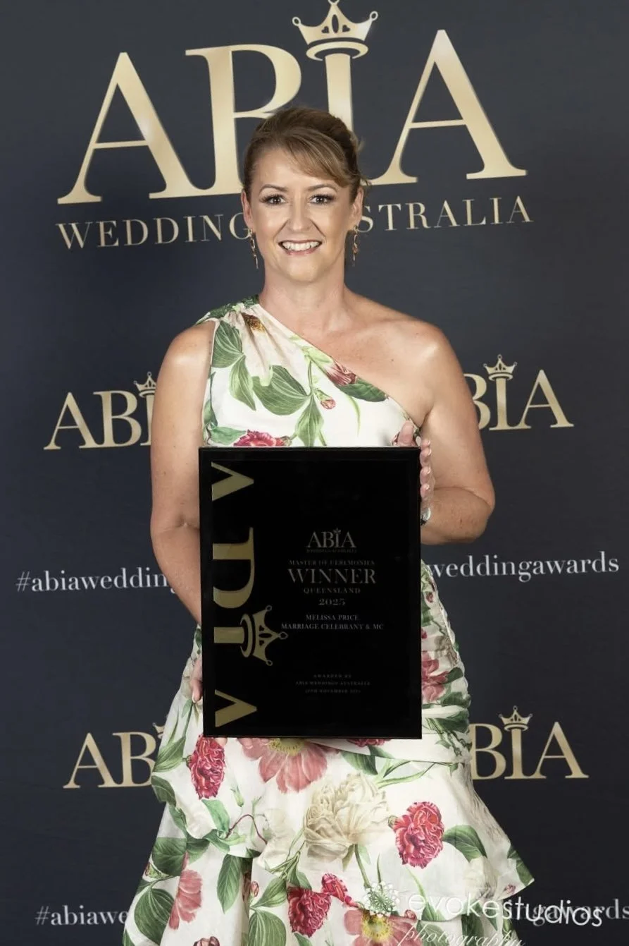 Melissa Price with award for top Qld Master of Ceremonies and Marriage Celebrant