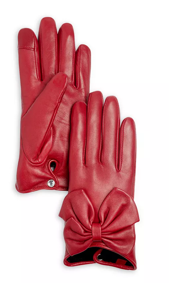 AQUA BOW LEATHER GLOVE RED.PNG