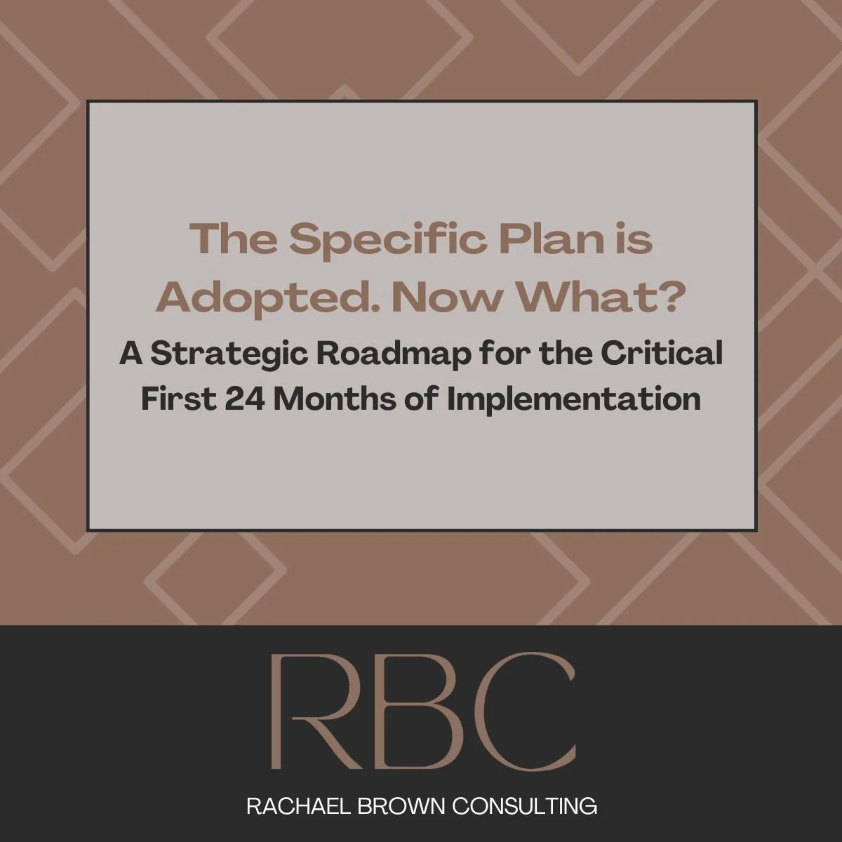 The Specific Plan is Adopted. Now What?                             A Strategic Roadmap for the Critical First 24 Months of Implementation