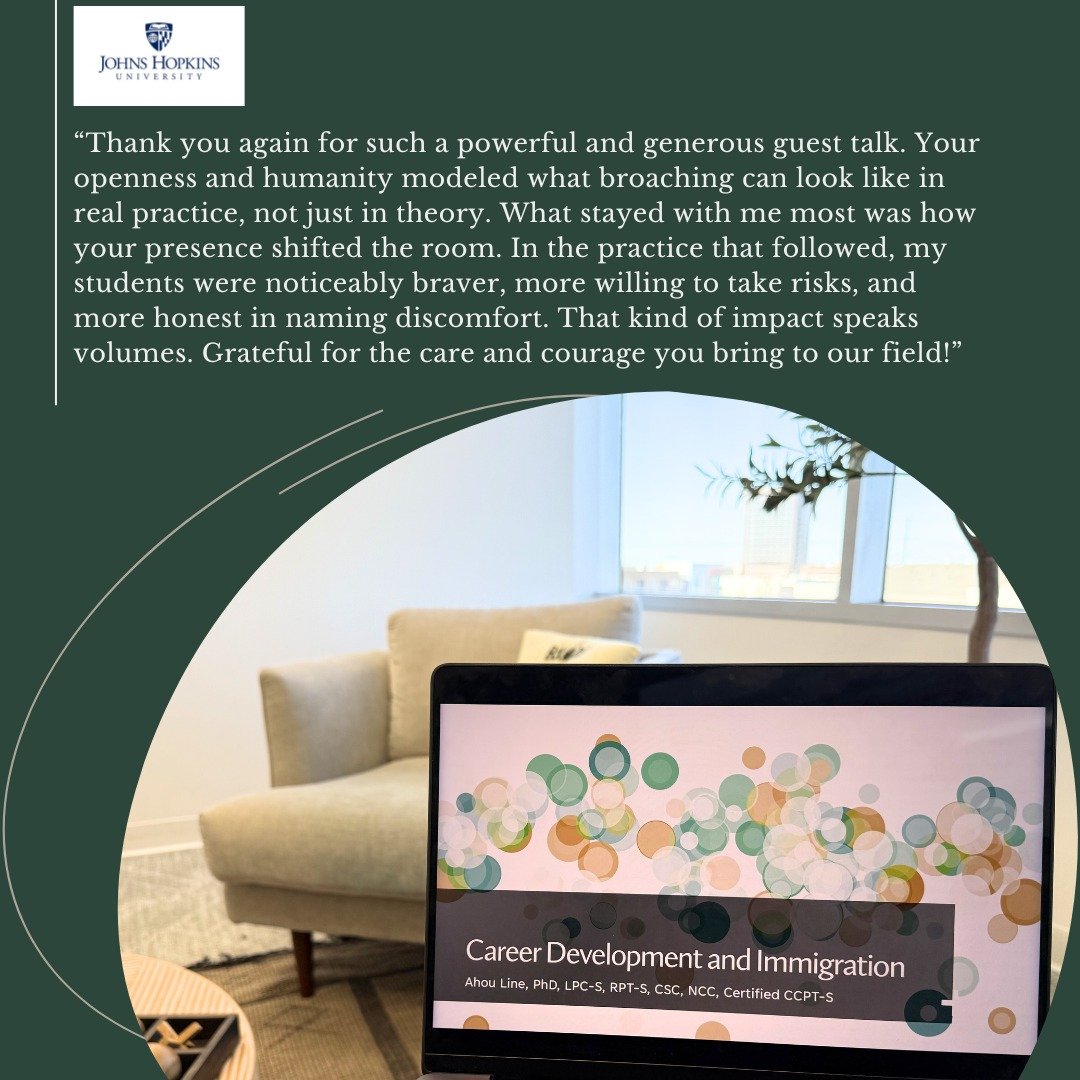 Yesterday, I had the absolute honor of guest lecturing for a career counseling class at @johnshopkinsu with a faculty member that I feel so lucky to have crossed paths with. I speak about #playtherapy a lot, but I also have a deep passion in working 