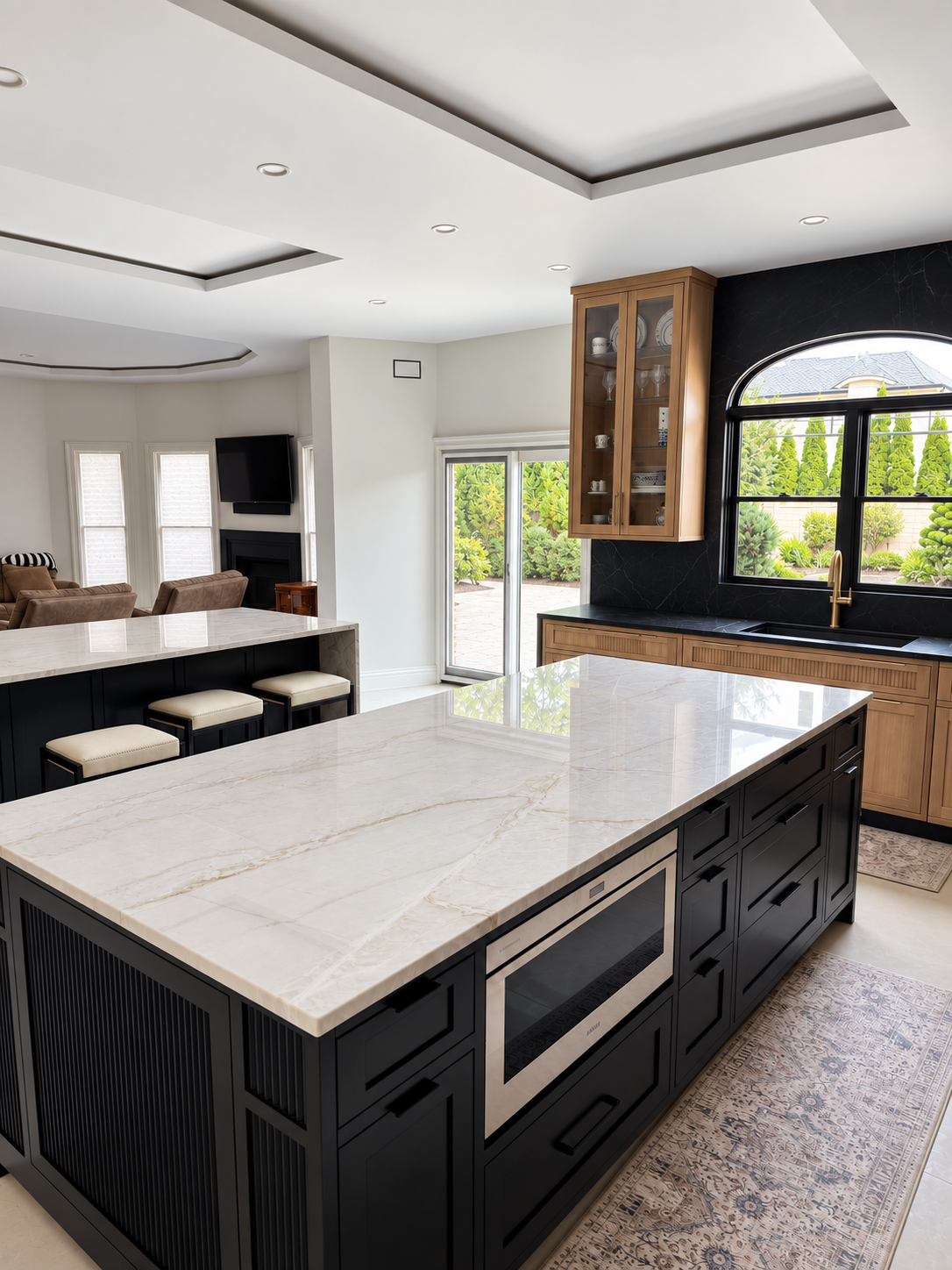 Large Kitchen Islands: Floor Bounce, Countertop Materials and Seams