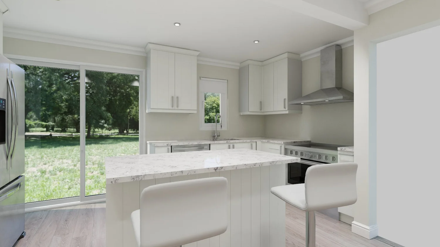 Wantagh first-floor interior alteration connecting the kitchen and living areas with coordinated structural design.