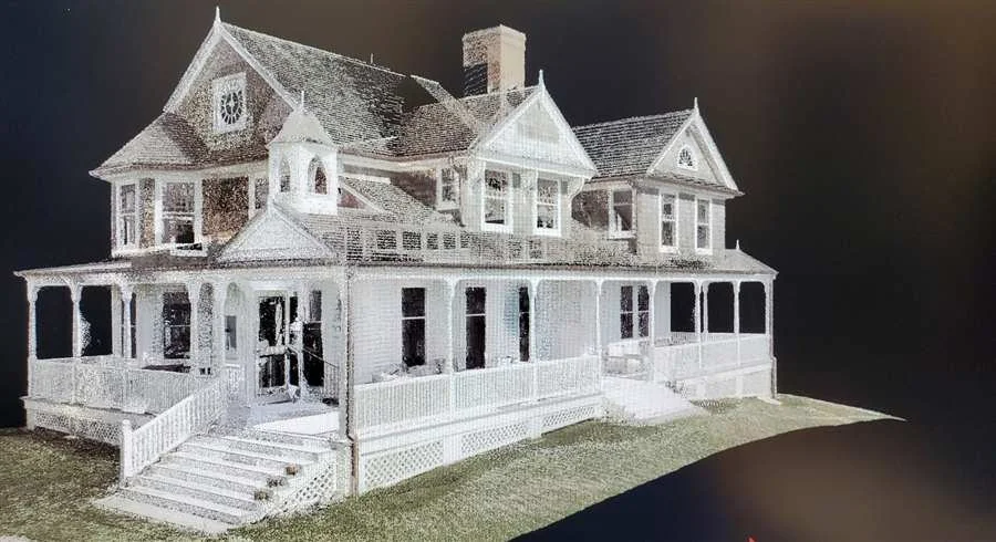 Montauk existing-conditions survey using Leica laser field measuring and coordinated Revit base plans.