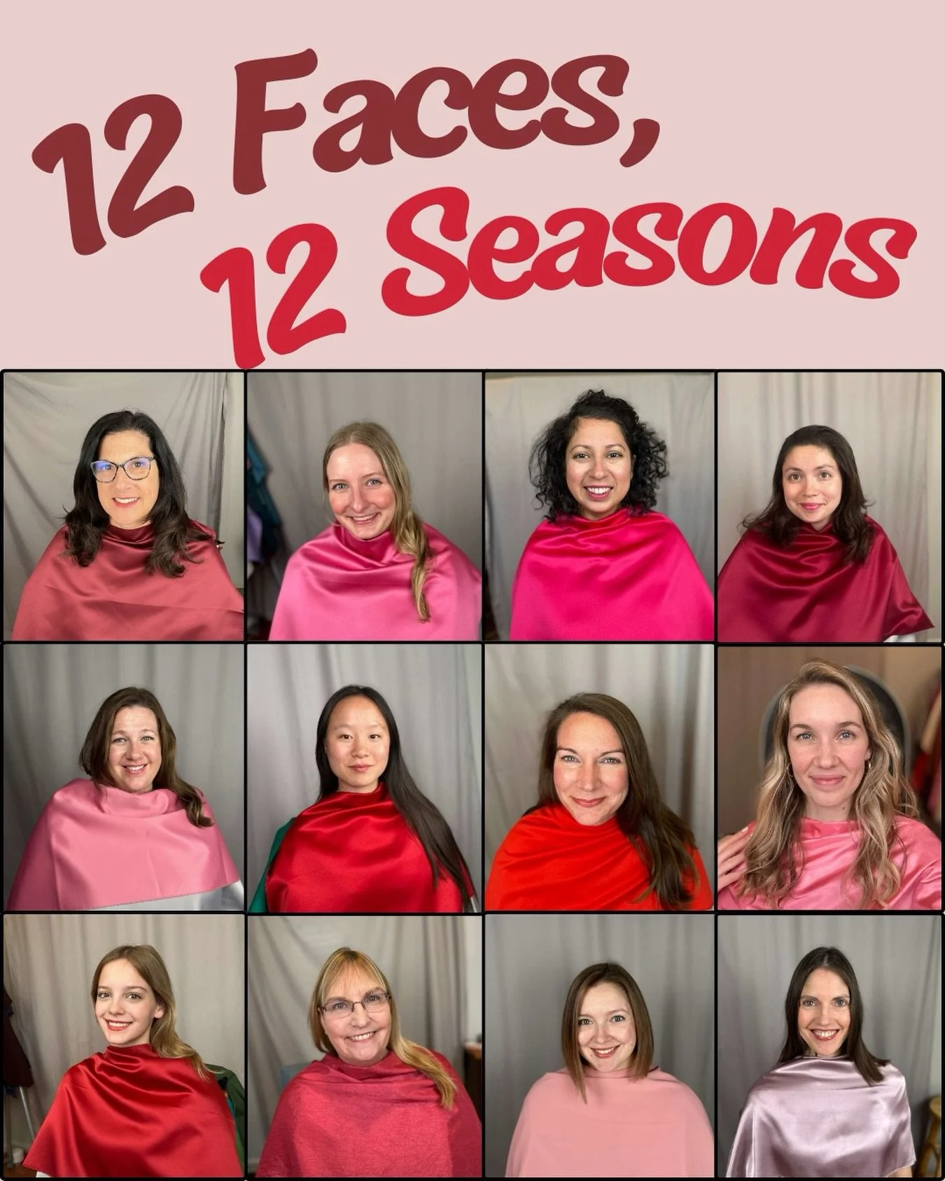 Let&rsquo;s play a game!! This is for my color analyst friends and all y&rsquo;all training your eye!

In celebration of Valentine&rsquo;s Day, can you name each season by its Red/Pink?!? 

Go from left to right, top to bottom.

Hint: There is no War