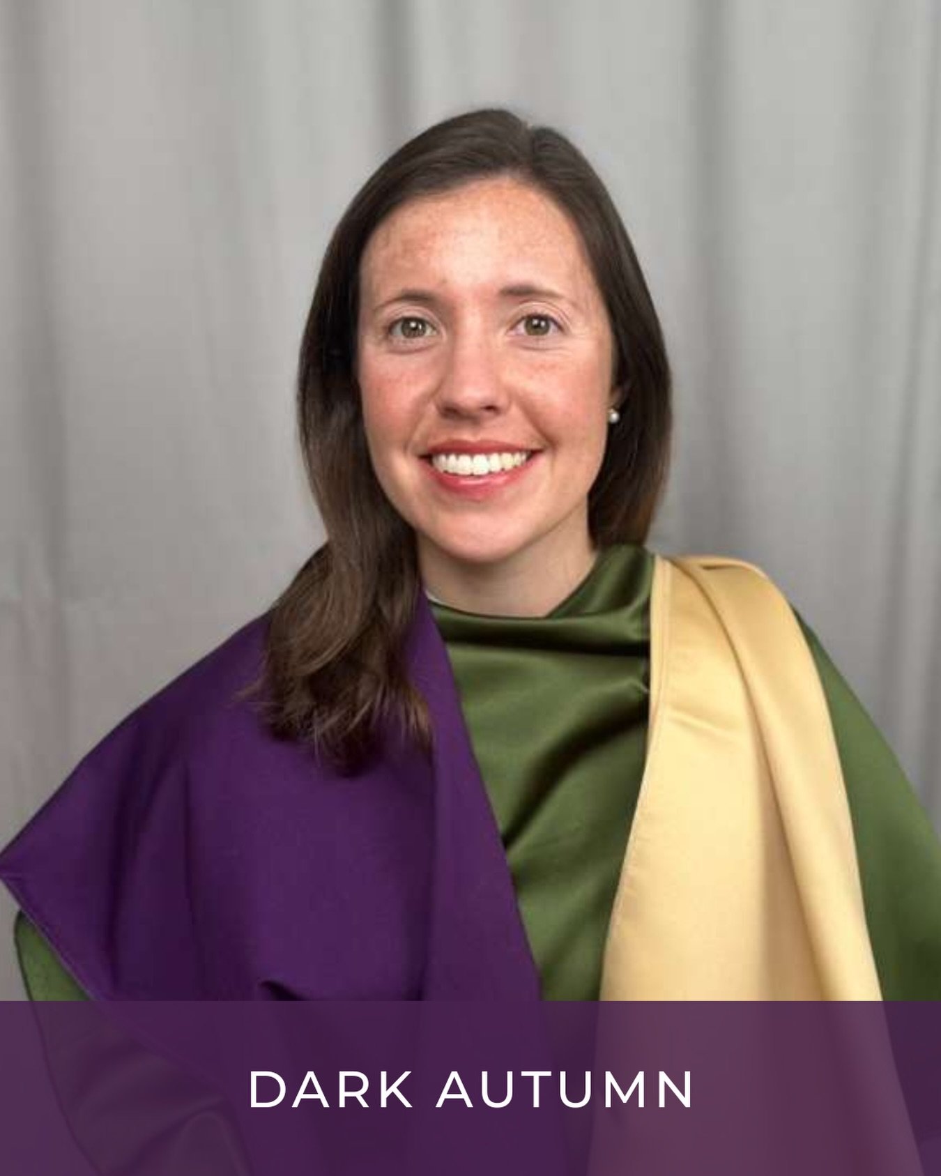 How beautiful is this stunning Dark Autumn? She came to the studio this weekend and while playing with her palette&rsquo;s drapes, these colors stood out to me a reminder of Mardi Gras! 💜💛💚

Her best golds, greens, and purples are deep, rich, warm