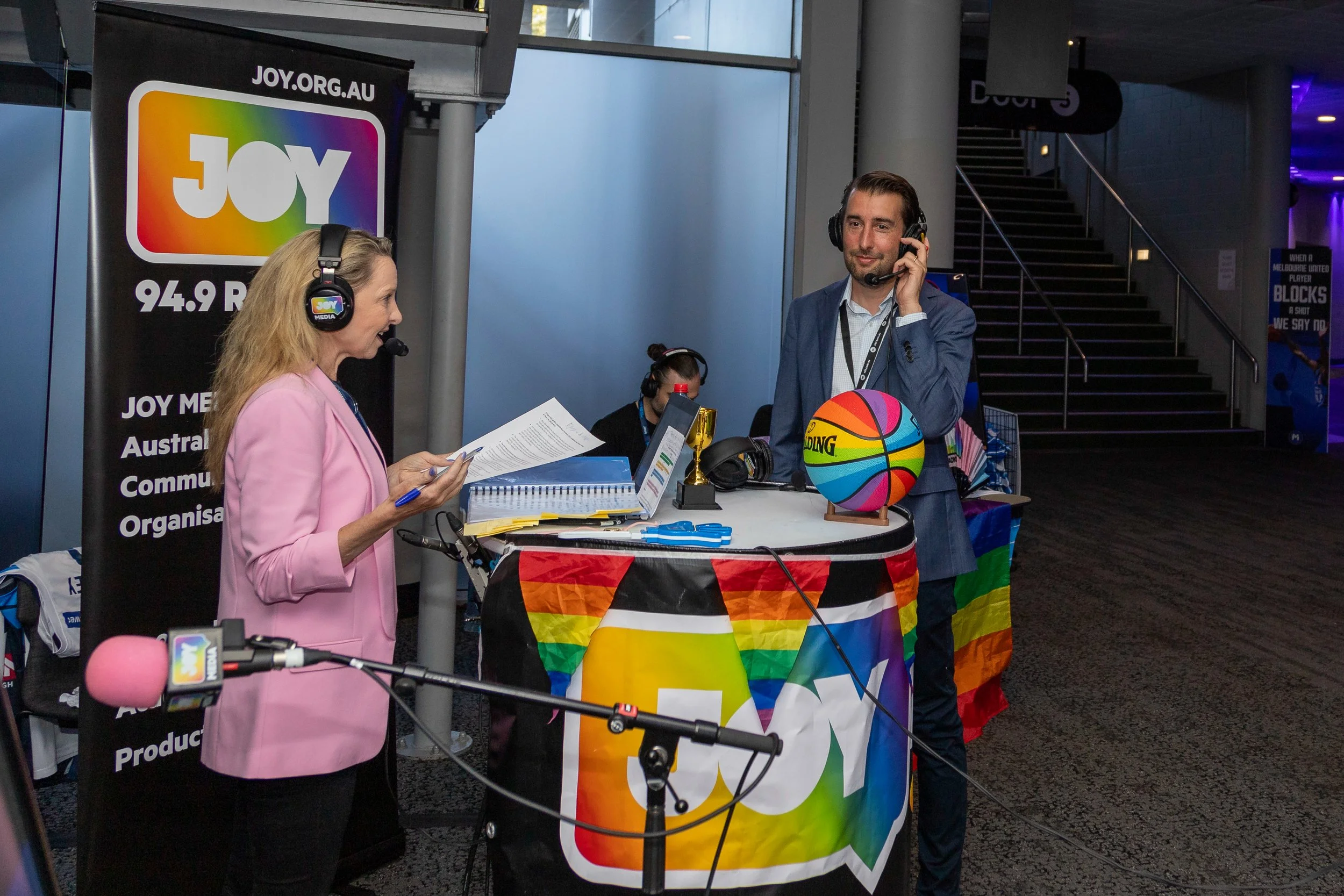 JOY 94.9 radio live at Melbourne United Pride Game 2025