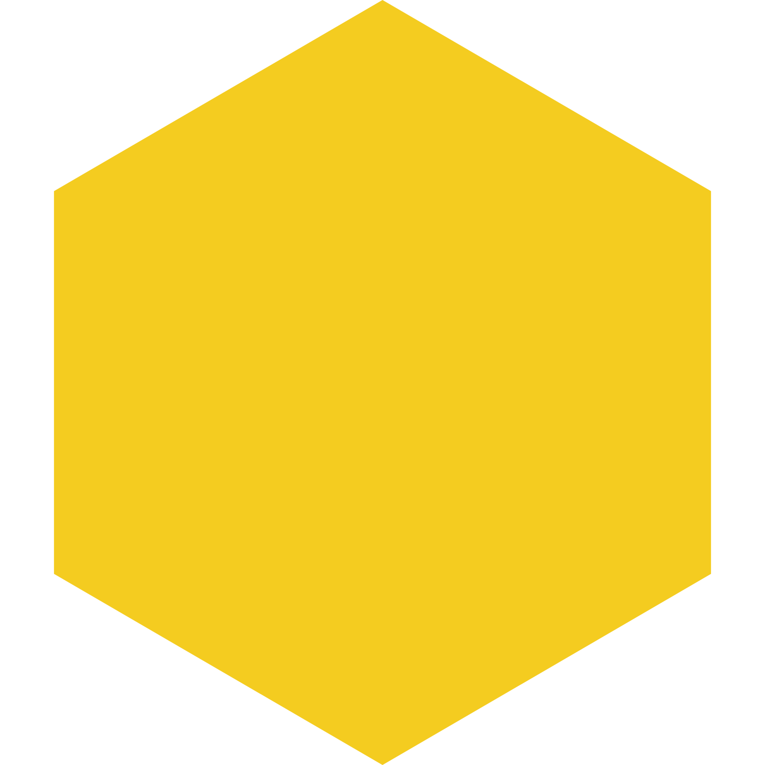 A yellow hexagon-shaped construction sign with black border and no text.