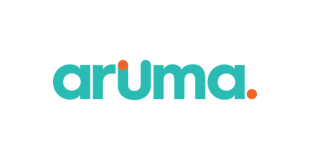 Aruma logo with colorful text and a small red dot at the end.
