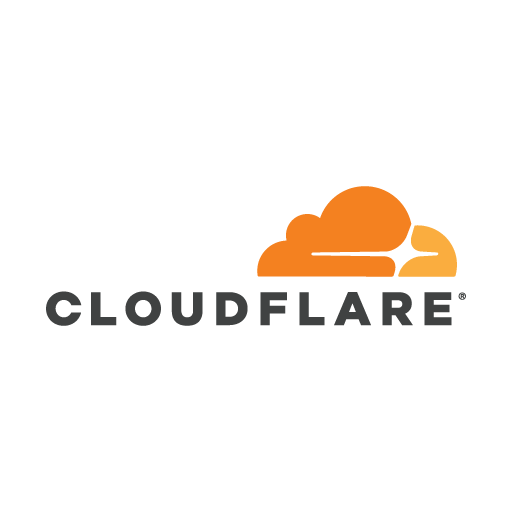 Cloudflare logo featuring an orange cloud with a white starburst, with the company name in bold black letters underneath.