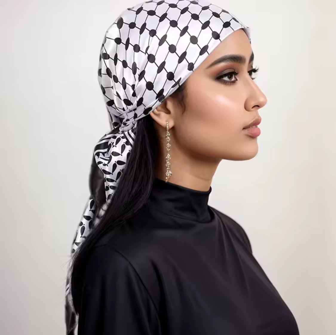 Silky Black and White Scarf