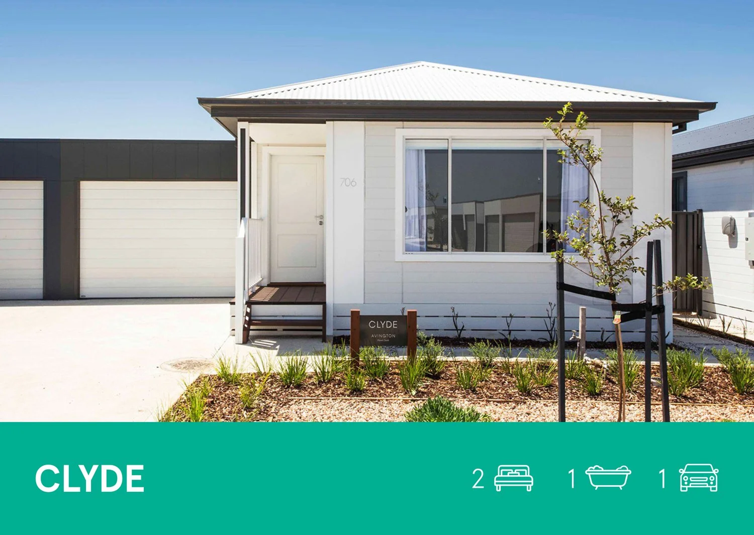 Two-bedroom Clyde home with front porch, single garage, and low-maintenance garden ideal for downsizing.