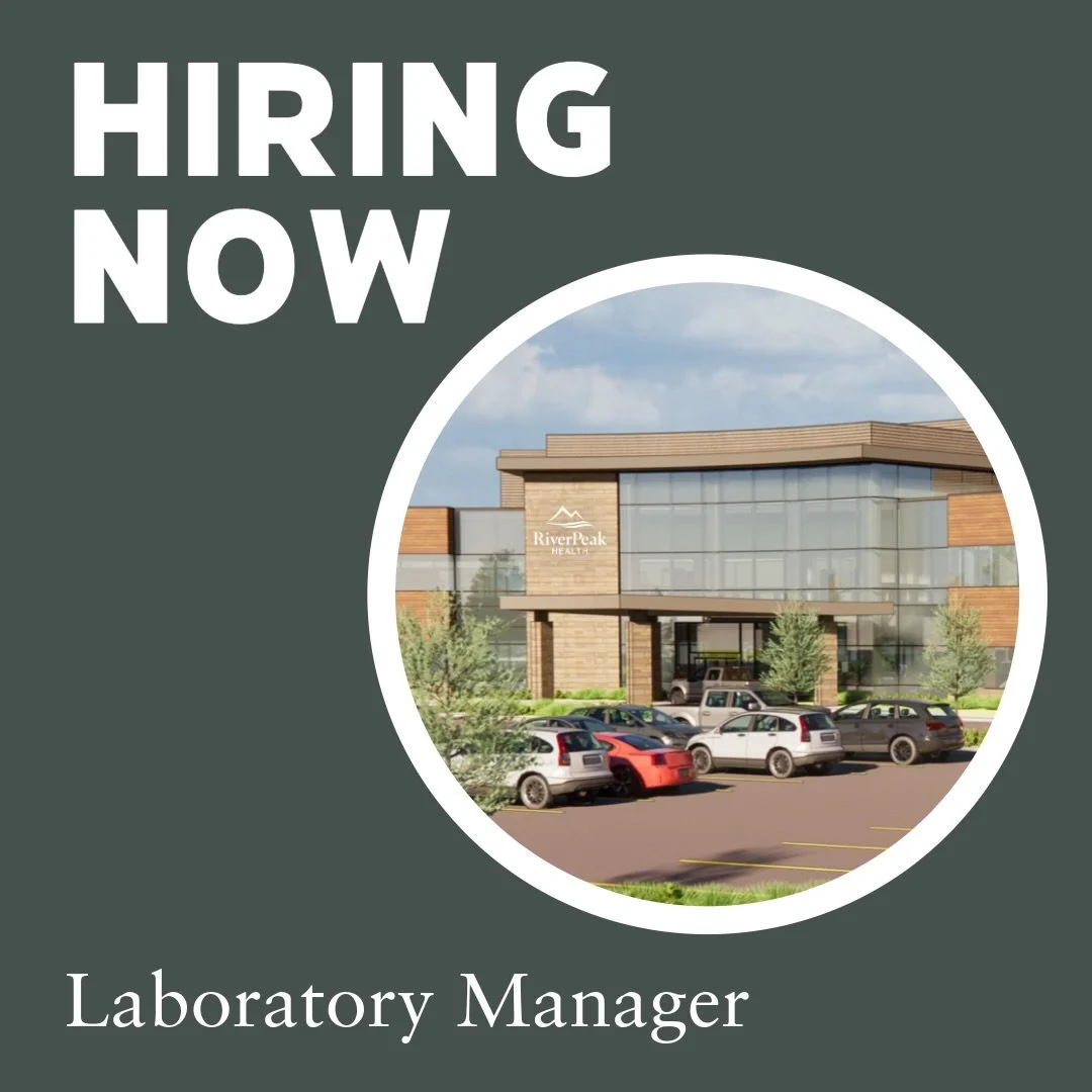 A lot is taking shape at RiverPeak Health right now, both inside the building and behind the scenes. We are now accepting applications for a Laboratory Manager. This hands-on leadership position will help build our laboratory services, develop the te