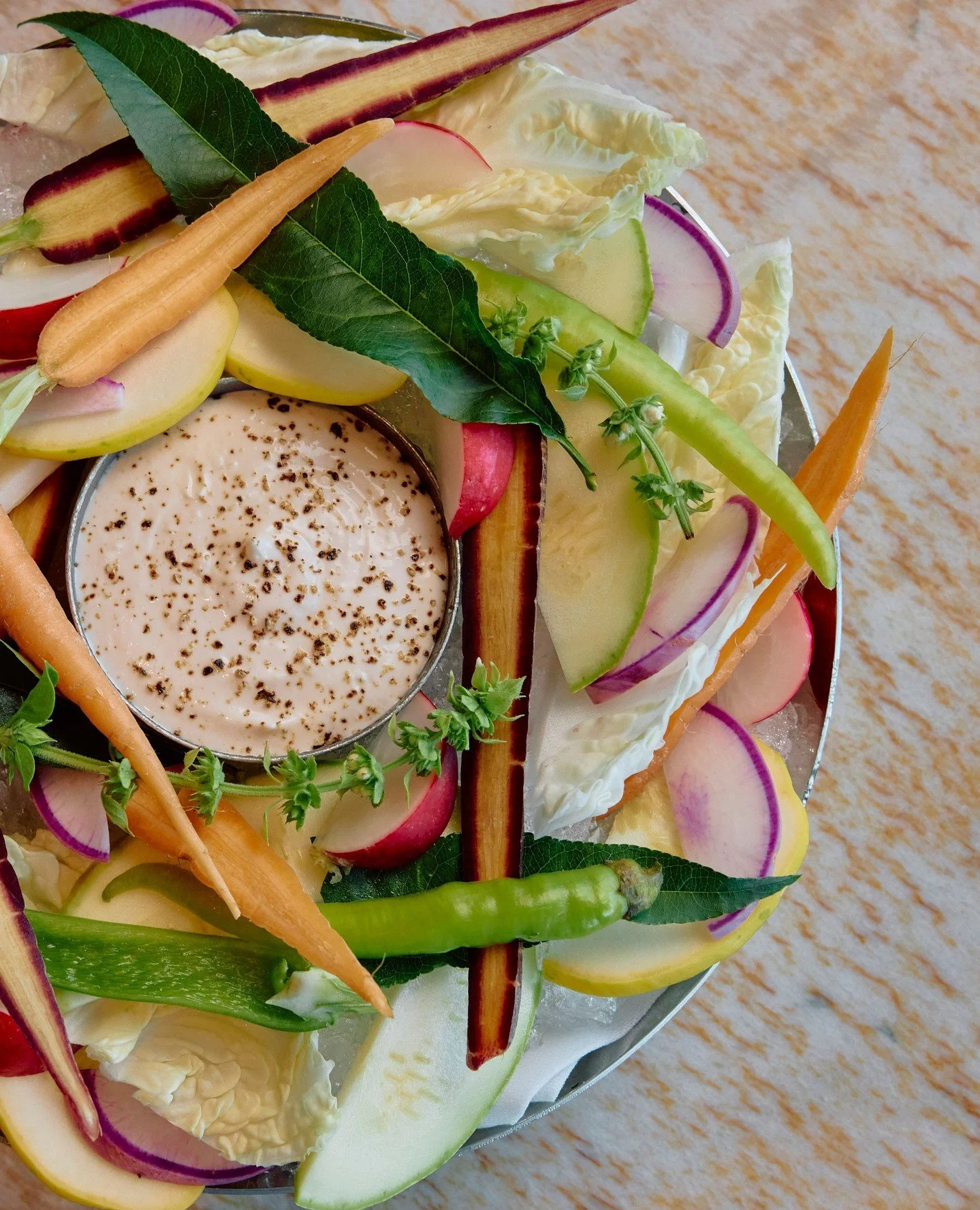Whipped cod roe with Falls Farm crudit&eacute;s.