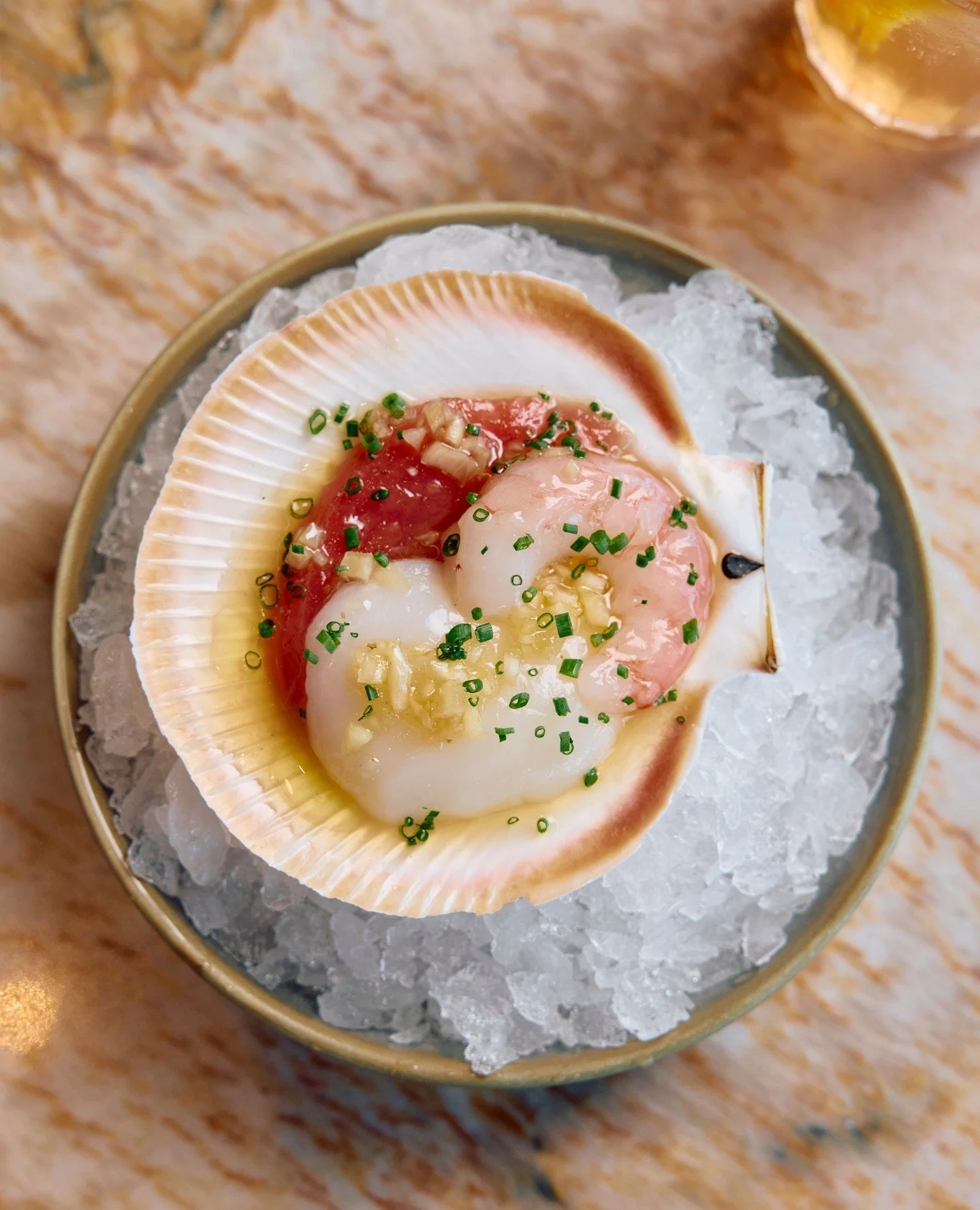 From our Seafood Palace menu &mdash; a delicate dish of raw scallop, Royal red prawn, and yellowfin tuna. They're served simply and dressed with a yuzu kosho ponzu, a fermented chilli and citrus sauce which adds a gentle heat.⁠
⁠