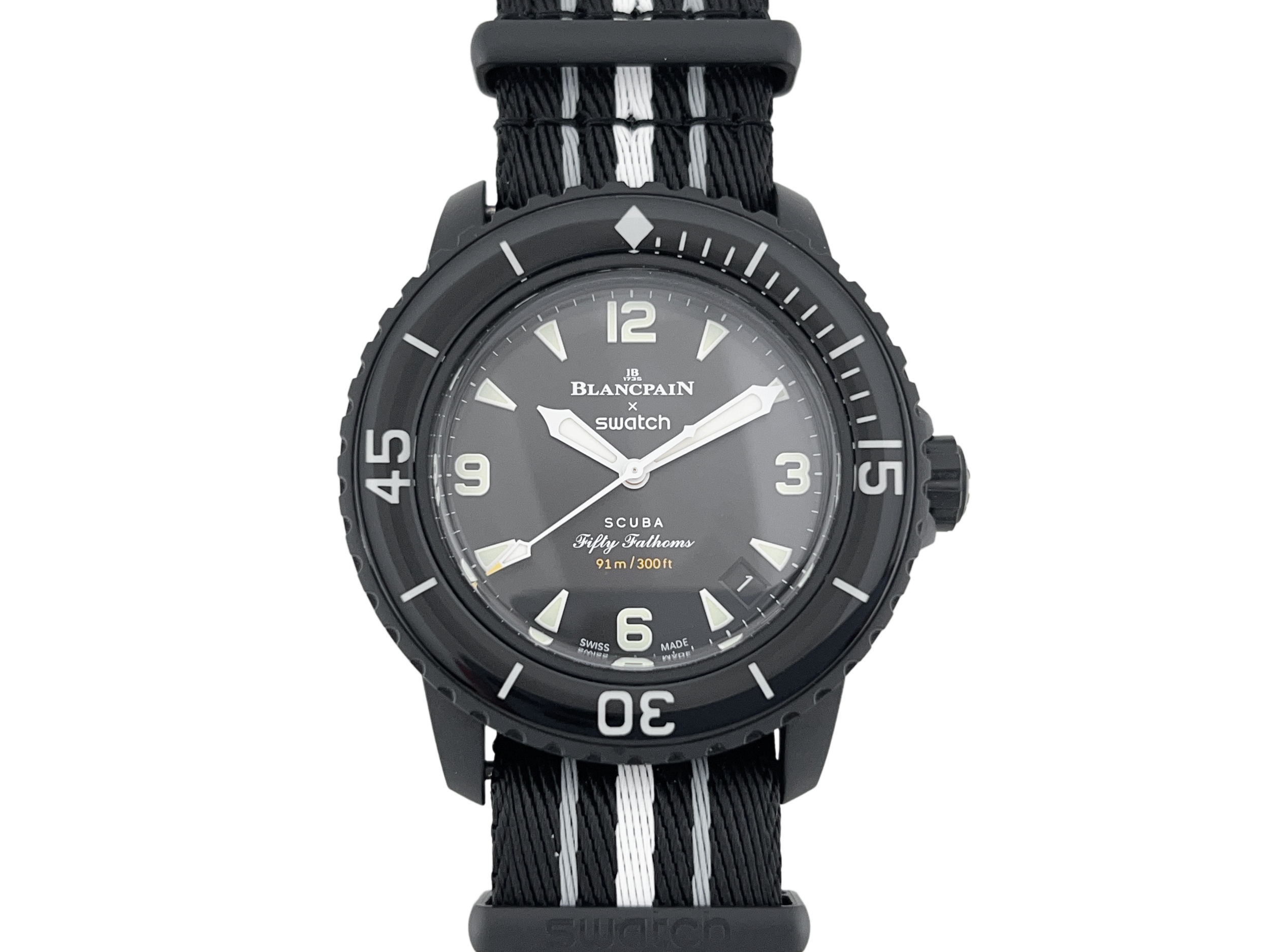 Blancpain x Swatch Fifty Fathoms Ocean of Storms ref. SO35B400, complete set