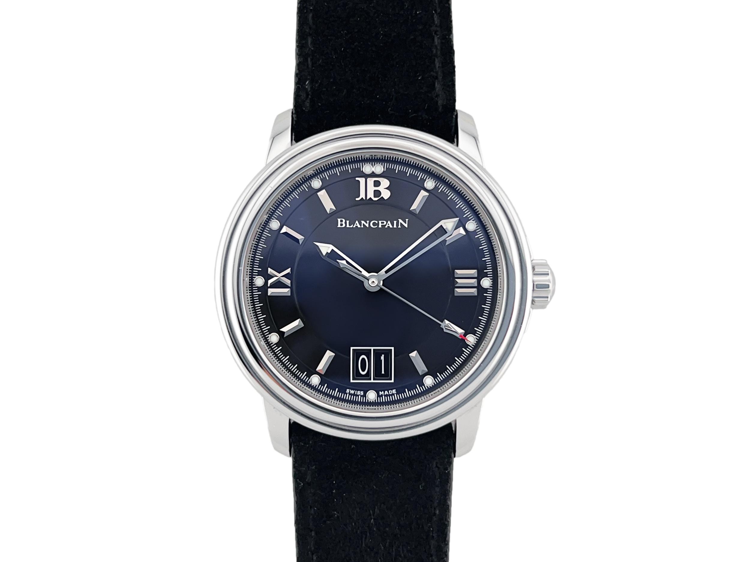 Blancpain Leman Ultra Slim Big Date ref. 2150-1130-53, box and service warranty