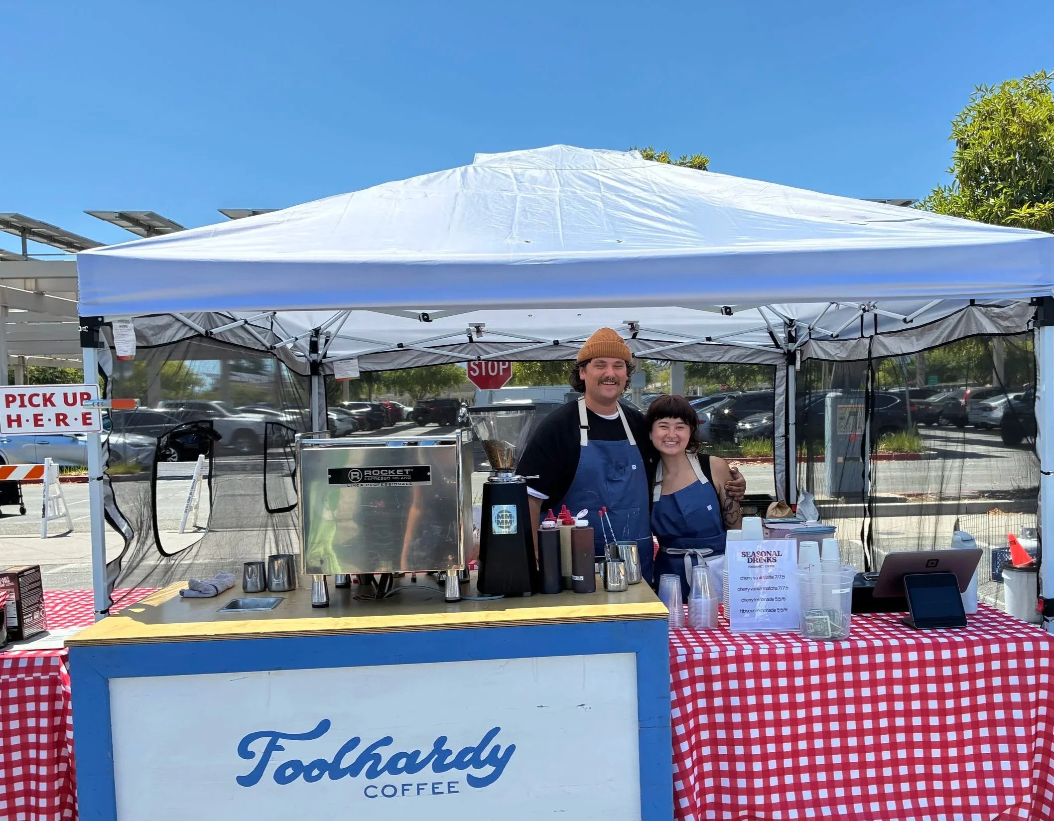 Steven and Kate at the Cupertino De Anza Farmers Market.
