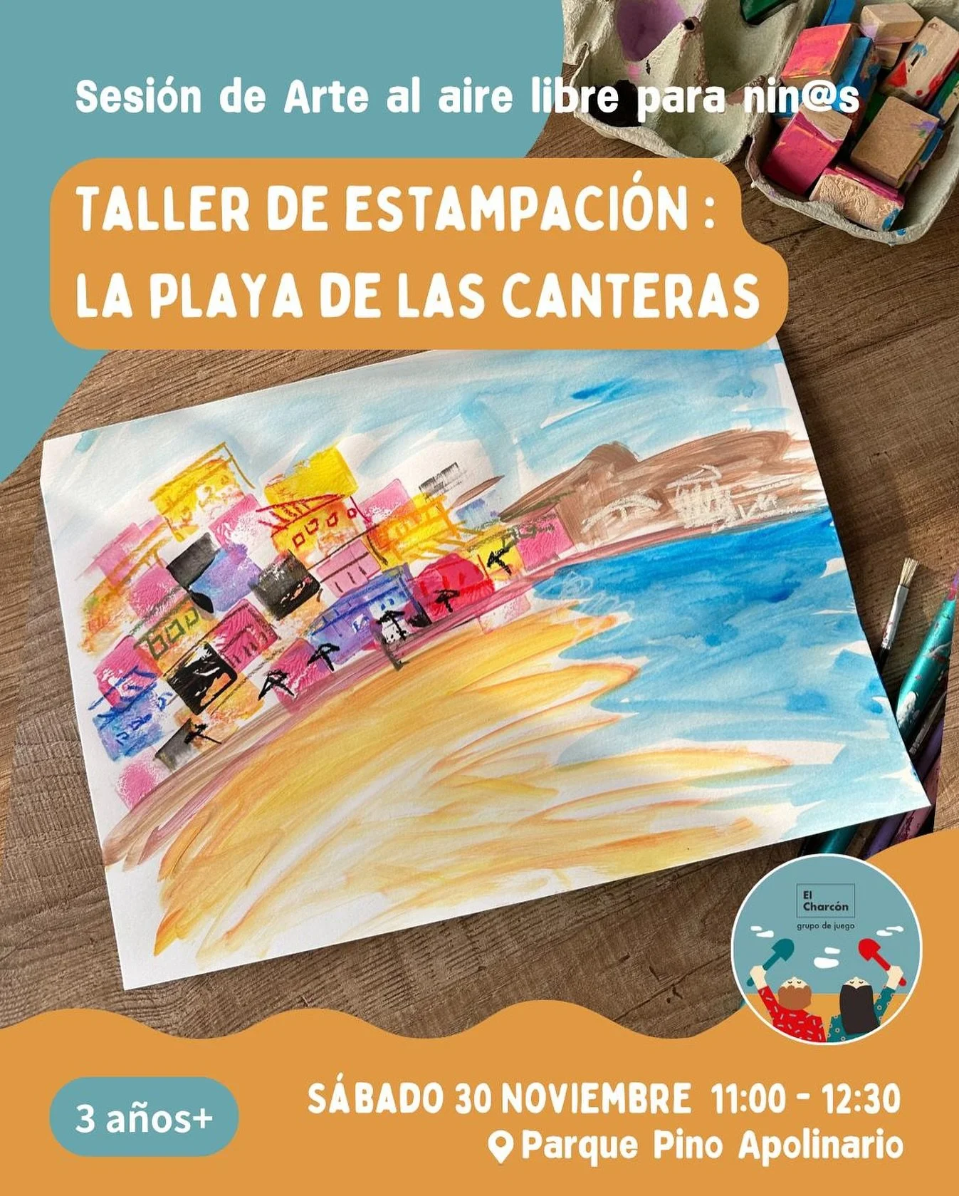 &iexcl;Hola familias! 

El pr&oacute;ximo s&aacute;bado 30 de noviembre, tendremos una sesi&oacute;n de arte para ni&ntilde;os y ni&ntilde;as, por Manting Huang @mt_illus, donde vamos a interpretar La Playa de Las Canteras, mientras experimentamos la