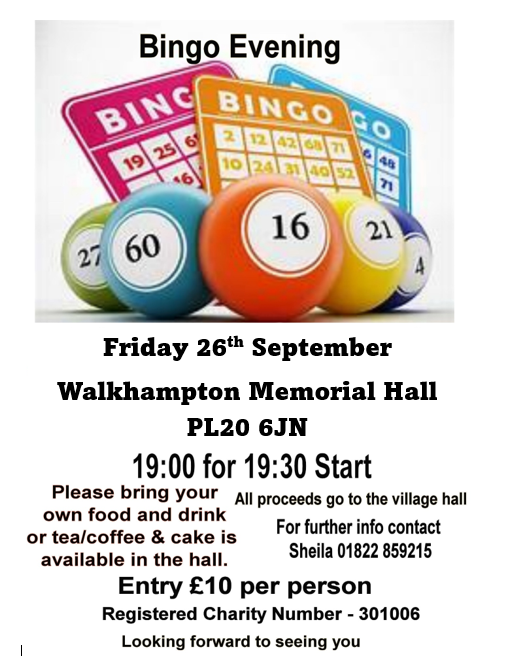 Bingo evening with cash prizes in aid of Hall projects