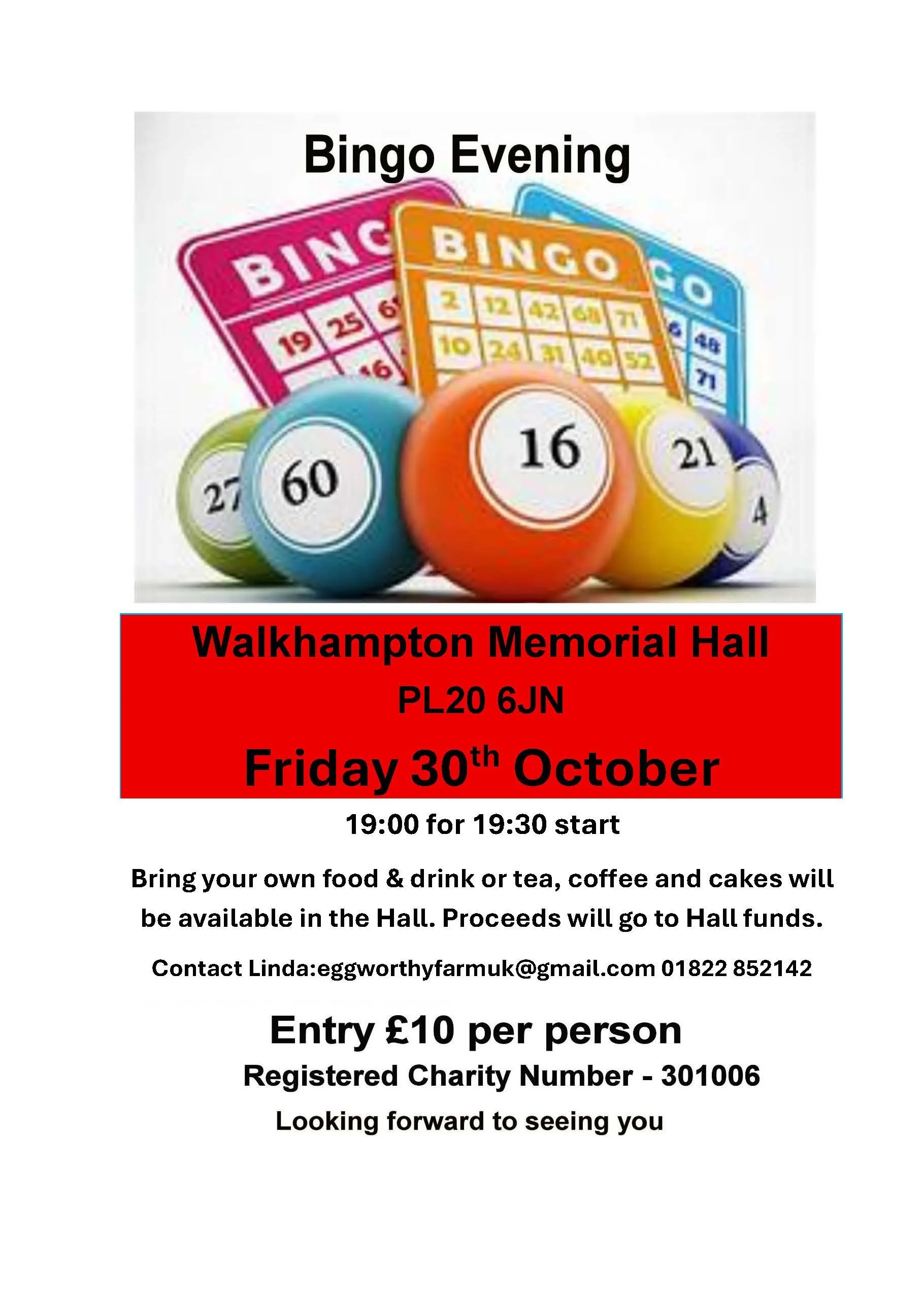 Bingo evening with cash prizes in aid of Hall projects