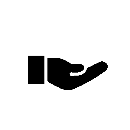 Icon of a hand with an open palm with a rising blue security lock symbol to indicate login access.