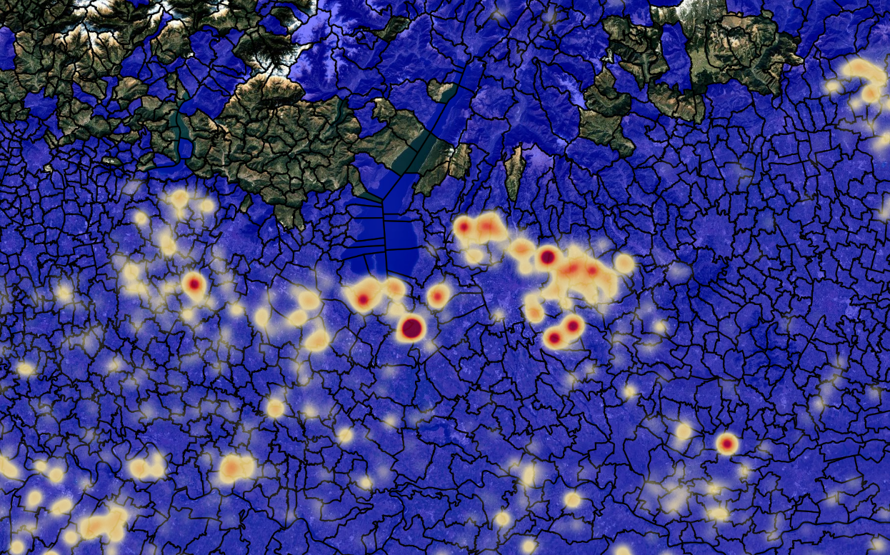 A detailed map showing the geology and fracture patterns of a region in Texas, with heat map overlays indicating areas of seismic activity or earthquakes.