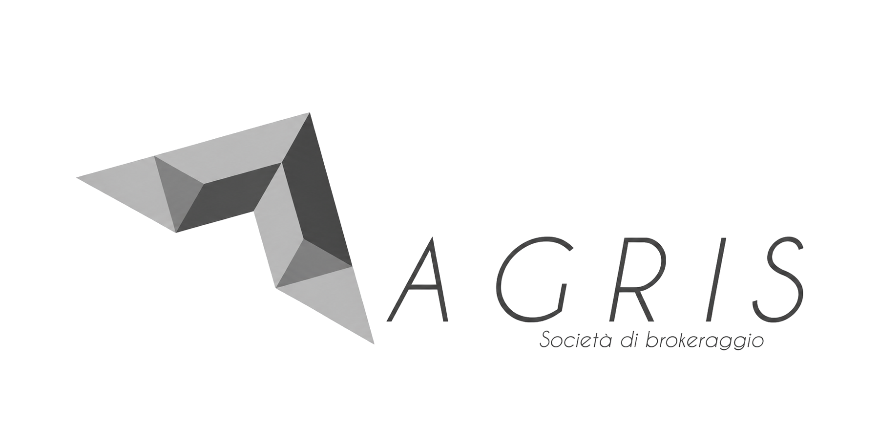 Logo with a geometric shape resembling an arrow pointing left in shades of gray, next to the text 'ACRIS' with the tagline 'Società di brokeraggio' underneath.