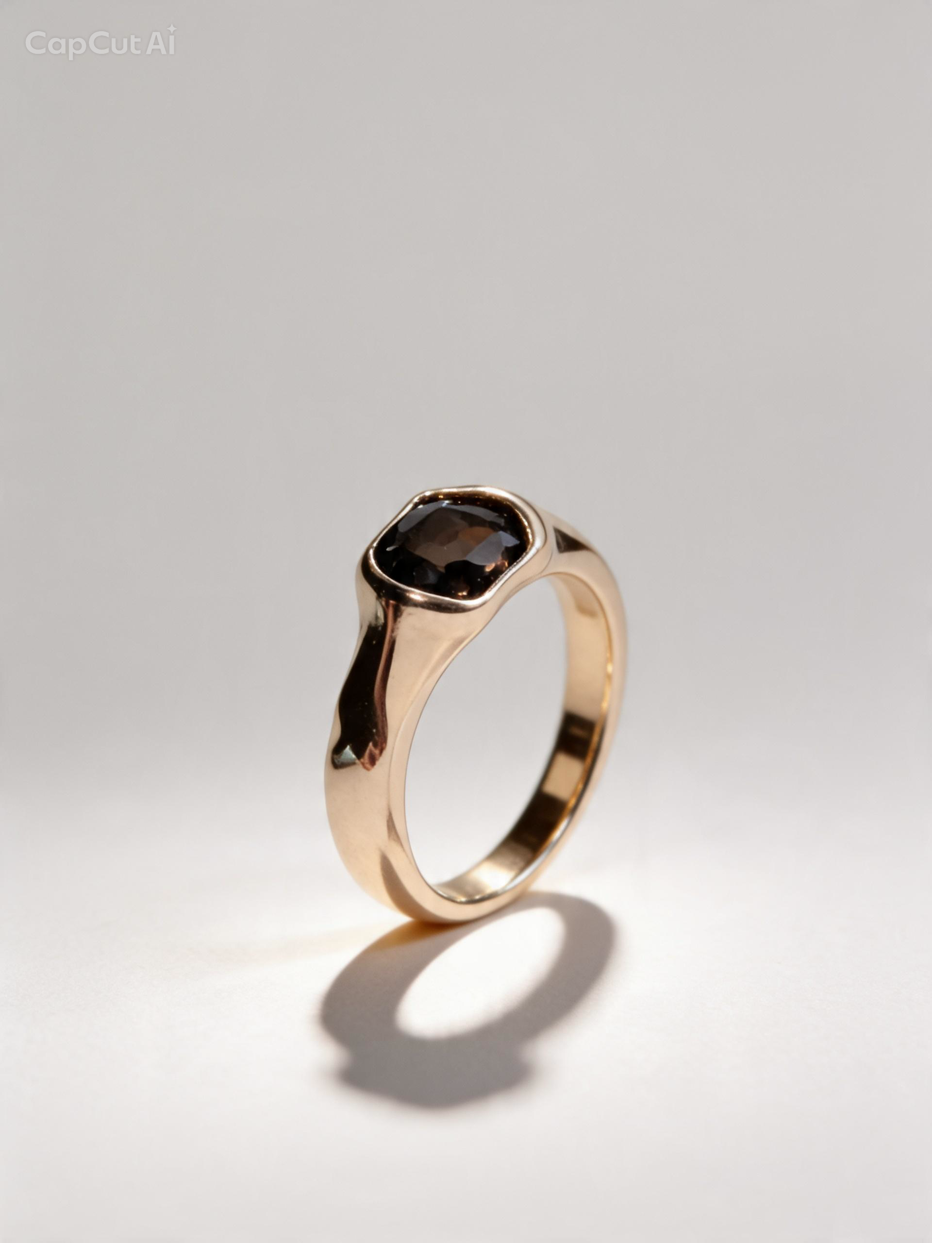Handgefertigter Goldring us 14k mit einem Rauchquartz. Maßanfertigung in meinem Schmuckatelier