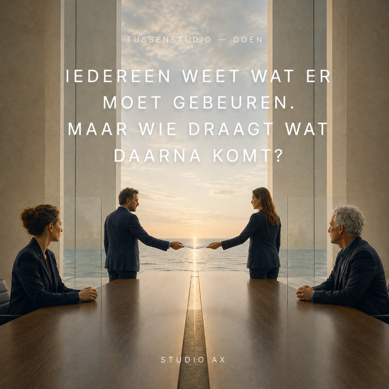 IEDEREEN WEET WAT ER MOET GEBEUREN. MAAR WIE DRAAGT WAT DAARNA KOMT?